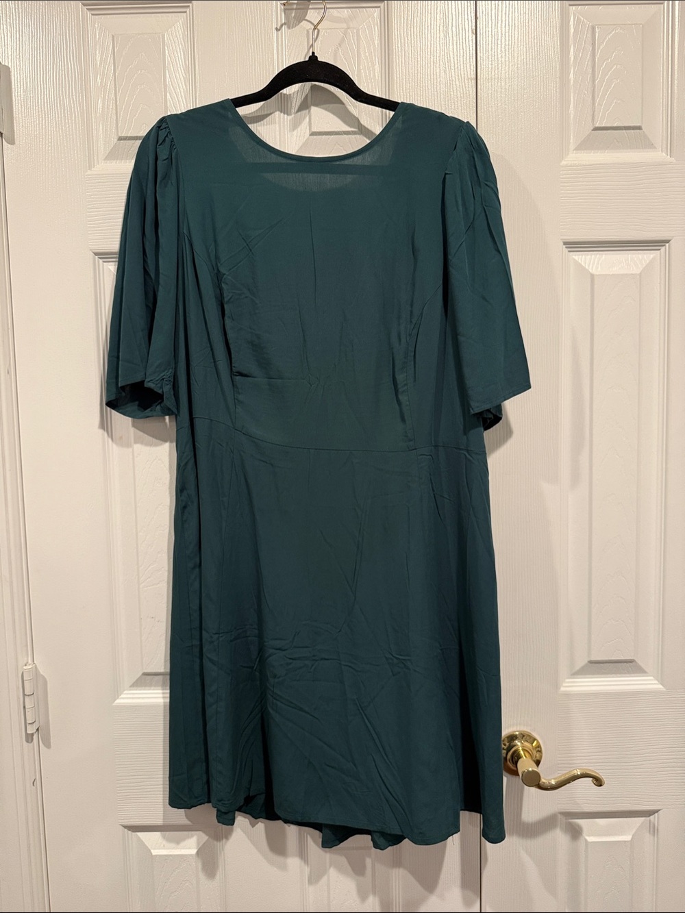 Old Navy Teal Fit & Flare Puff-Sleeve Smocked Cutout Mini Dress